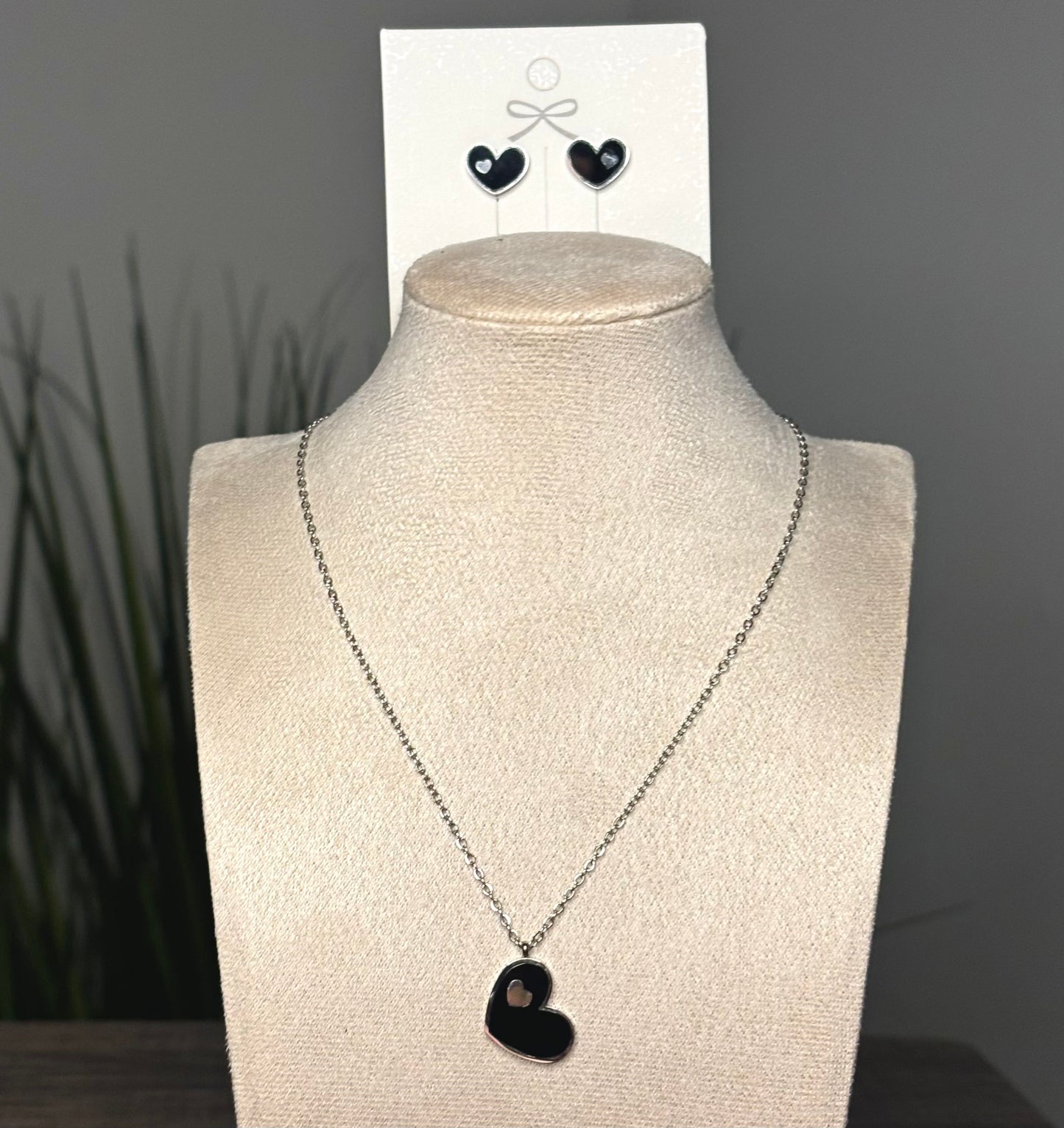 Stainless Steel Black Heart Set